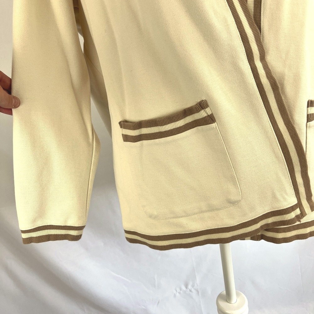 Women's Open Front Cardigan Sweater XL Striped Preppy Old Money Academia Nerd - Picture 3 of 8